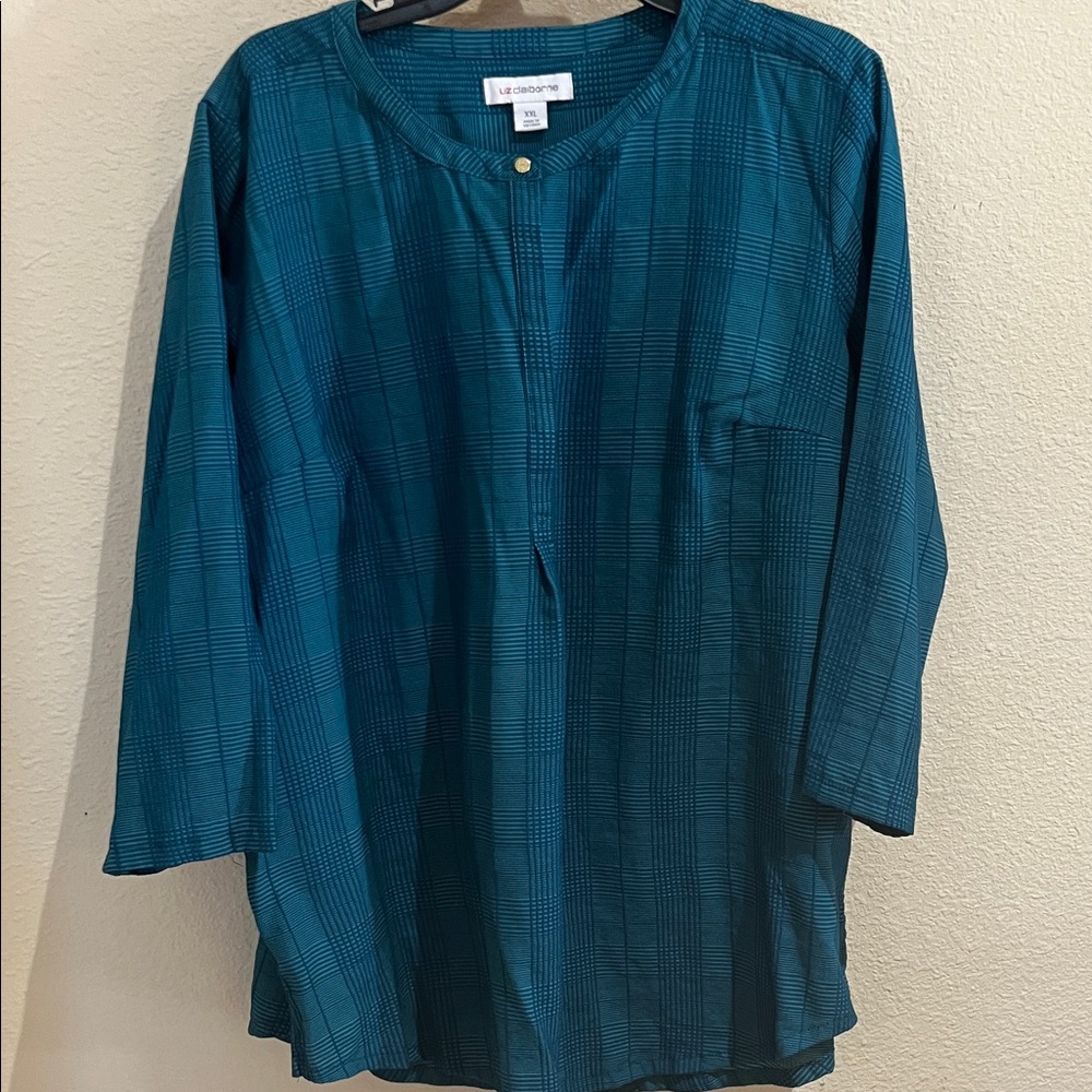 Liz Claiborne Turquoise Striped Blouse